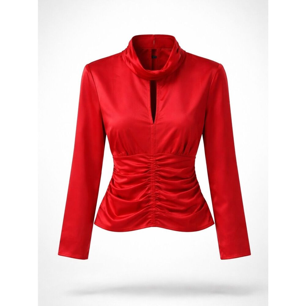 Marc New York Red Satin Cowl Neck Blouse